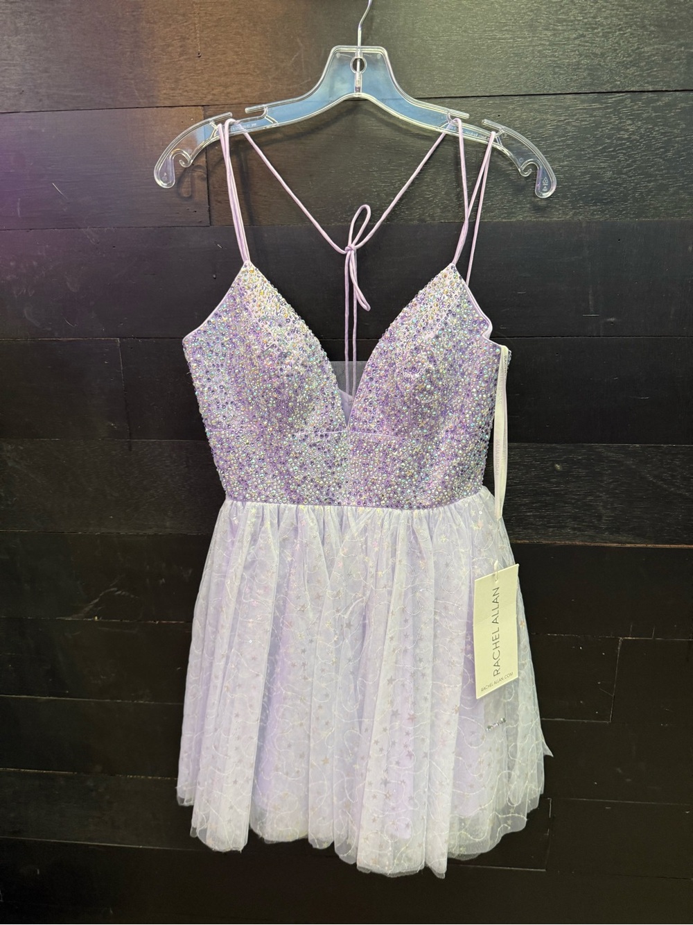 Rachel Allan Lilac Sequin Tulle Mini Dress